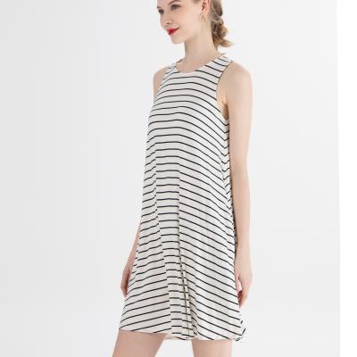 China Knited Fashion Anti-Static Sleeveless Round Neck Sexy Sleep Striped Summer Casual Dresses For Women Dress Dress for sale