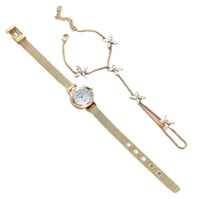 China Student Alarm Small Mesh Quartz Watch Fairy Finger Chain Set Exquisite Korean Style Clear for sale