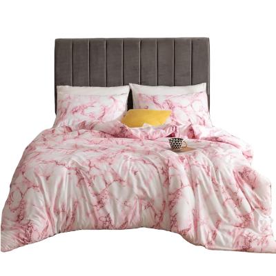 China Marble Printed Nondisposable Rose Bedspread Bedding Set Duvet Cover Set For Home Bedding Set Queen Bedding for sale