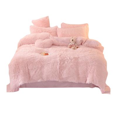 China Nondisposable Popular Plush Four-Piece Set Winter Bedding Thickened Mink Fur Set Thermal Bedding Home Textile for sale