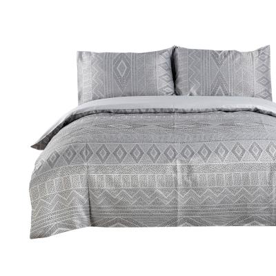 China Gray Color Geometric Pattern Jacquard Pure Polyester Disposable Sheet Duvet Cover Sets for sale