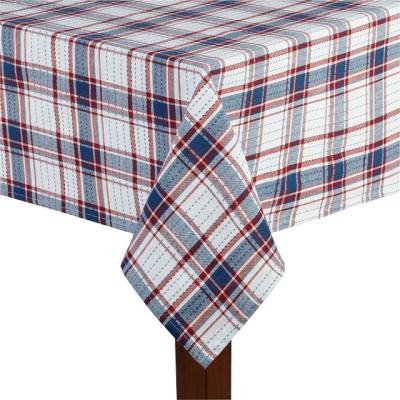 China Cotton Tablecloths CLASSIC Red And Blue Checked Organic Cotton Gots Certified Spandex Tablecloths for sale