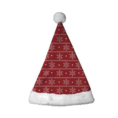 China Christamas Home Decoration Christmas Snowflake With Lines Matching Pattern Santa Hat Custom Winter Soft Red Fluffy Hat New Red Christmas Gifts For Christmas for sale