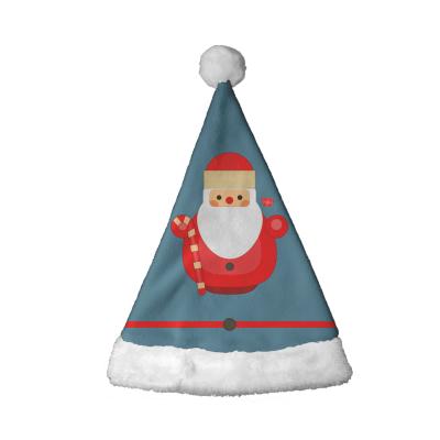 China Custom Luxury Kids Christmas Apparel Blue Haze Pattern Children's Soft Fluffy Christmas Santa Hats Easy To Wear Christamas Home Decoration Xmas for sale