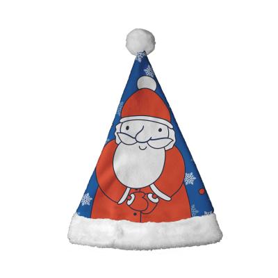 China Christmas Cute Santa Claus Hats Fluffy Baby Kids Christmas Apparel Santa With Snowflake Blue Pattern Xmas Elder Cartoon Christamas Home Decoration for sale