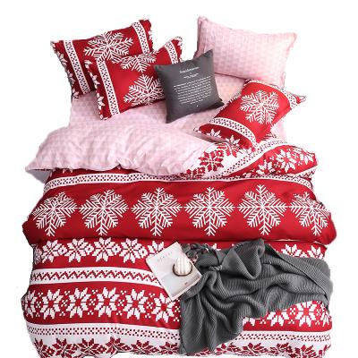 China Amazon Hot Sale Nondisposable Christmas Aloe Cotton Sheet Bedding Set for sale