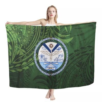 China Polynisian QUICK DRY Hawaiian Sarongs Islands Printing Green Multi Wear Stripe Beach Towel Wraps Beach Sarongs Cover Up For Women for sale