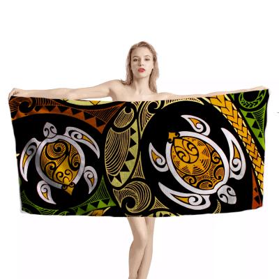 China Polynesian Samoa Tattoo Gold Sea Turtle Pattern Bath Towel Cloth Compressed Soft & Custom Copy Thick Oversized Bathroom Towels Dropship for sale