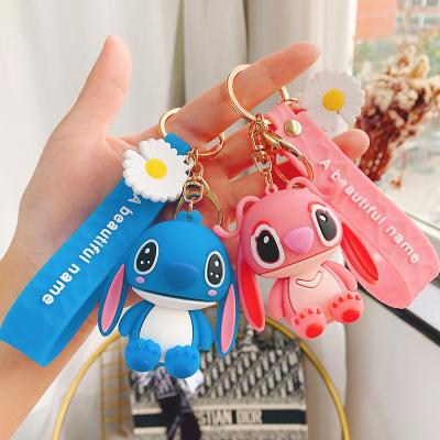 China 3 as option cute 3d pvc kawaii cartoon character stitch keychain keychains stitch 3d for sale