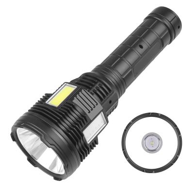 China COB LED Flashlights Hand Grip Torches USB Rechargable Comfortable Camping Torch Light with Waterproof Portable Battery Display Flashlights for sale