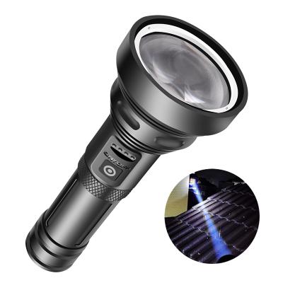 China 1500 Meters Rechargeable Camping 26650 Long Distance White Laser Led Flashlight COB Toch Light With Red Light Flash for sale