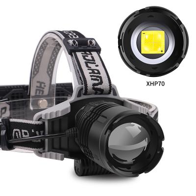 China New Arrival XHP70.2 Camping Headlamp Rechargeable Waterproof 10000 Lumens Zoom XHP70 High Power Led Lantern Aluminum Custom Headlamp for sale