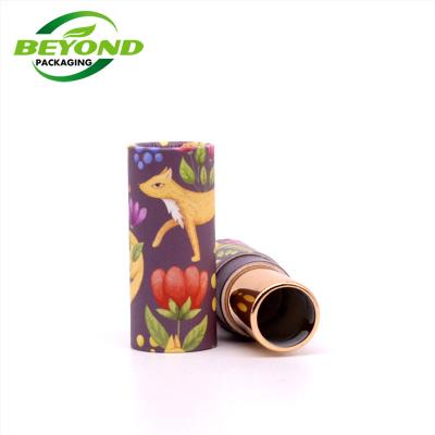 China Recycled Materials Cardboard Gold Custom Printing Eco Friendly Paper Material Twist Up Round Lipstick Paper Container OEM Lipstick Packaging for sale