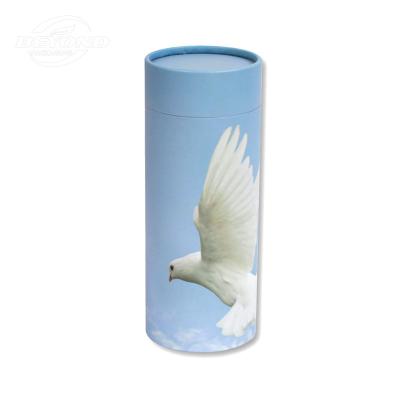 China Recyclable Custom Biodegradable Cylinder Craft Paper Tube Scattering Ash Scattering Urn Bio Ash Urn For Pet for sale