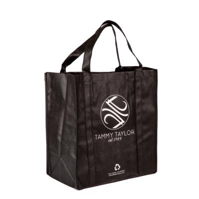 China Custom Black Reusable Nonwoven Promotion Grocery Tote Bag Nonwoven Shopping Bag Eco - Friendly for sale