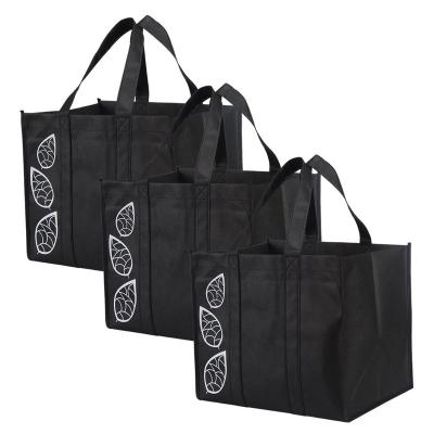 China Large Eco-Friendly Collapsible Black Reusable Grocery Shopping Bags Tote Bag for sale