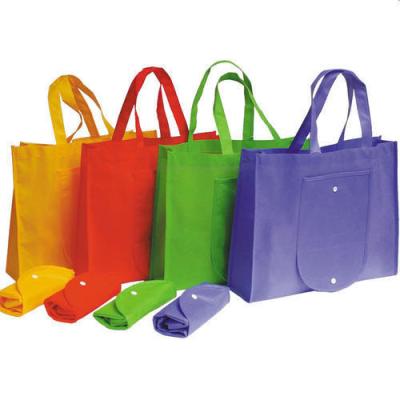 China New Design Handled Pouch Bag Durable Reusable Non Woven Collapsible Folding Shopping Bag for sale