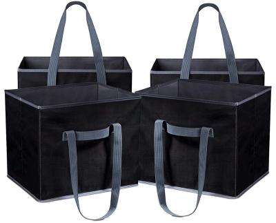 China Quality Tote Bag Reusable Grocery Shopping Handled Heavy Duty Box Bags With Extra Long Handles for sale