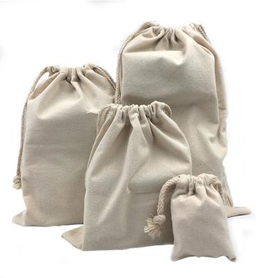 China Custom Cheap Cotton Canvas Chiffon Twine Fabric Small Handled Drawstring Bag for sale