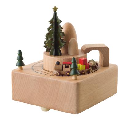 China Factory Wholesale Wooden Christmas Tree Music Box Wooden Tree Music Box for Christmas Gifts and Presents for sale