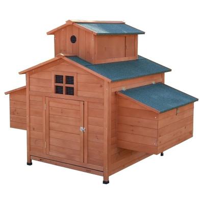 China Large Sustainable Luxury Wooden Chicken Cage Backyard Hen House 6-10 Chickens With 6 Nesting Box for sale