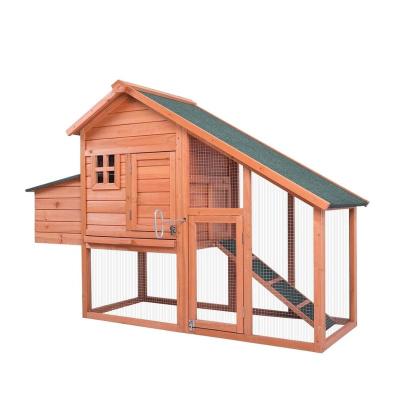 China Hen House Fir Wood Viable Wooden Chicken Cage With 2 Laying Box Poultry Pet Cage Hutch for sale