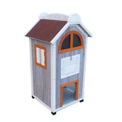 China Sustainable Outdoor Indoor Petsfit Cat House Wooden Cat House With Gutter for sale