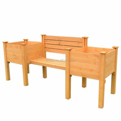 China Large CLASSIC garden planter bench and wooden bench with flower pot for sale