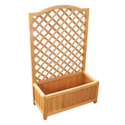 China Handmade Rectangle Wooden Planter with Lattice Trellis for sale