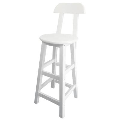 China Traditional white paint wood bar stool with backrest for sale