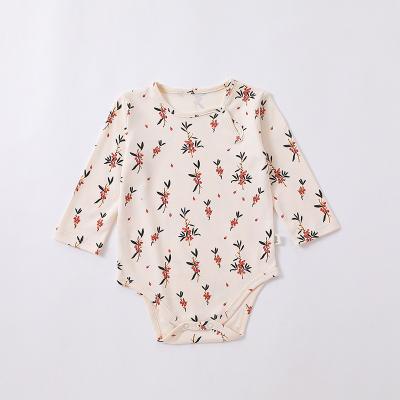 China Long Slevee 100% GOTS Certificated Organic Cotton Baby Button Romper for sale