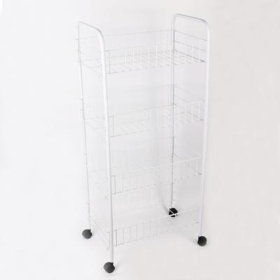 China Modern Modern Style 4 Tier Steel Wire Shelf Cart DIY Storage Basket for sale