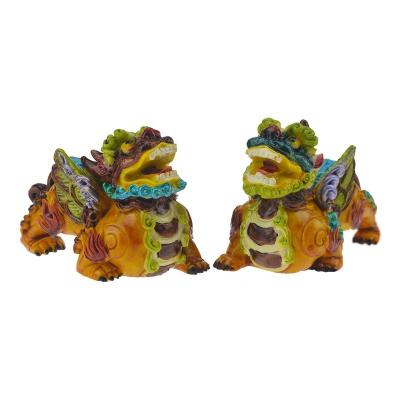 China China China Resin Colorful Pi Yao / Pixiu Statue Lucky Ornaments Amulet Good Fortune for sale