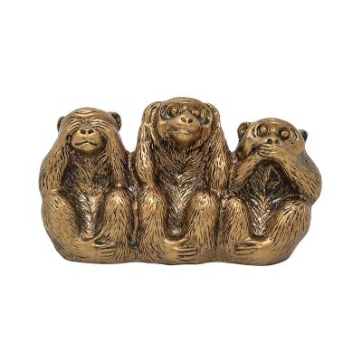 China Tradition Feng Shui Resin Protective Monkey See-No, Hear-No, See-No Statue Evil Monkey One Piece Statue for sale