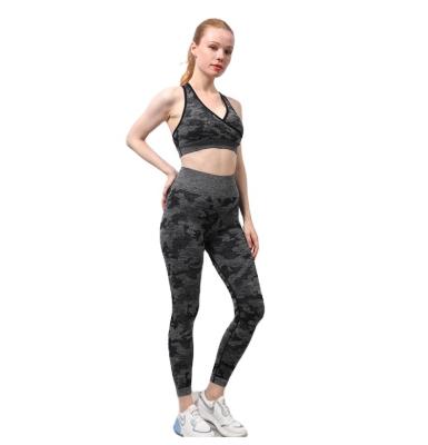 China Breathable Leggings Set Women Clothing Long Sleeve Women Active Wear Camiset Camouflage 2 Yoga Sets Yoga Suit for sale