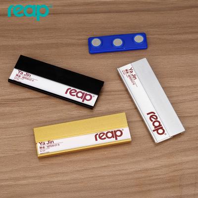 China AL+PC harvest blank material name tag reusable AL/PC name badge for office and hotel business magetic name badge for sale