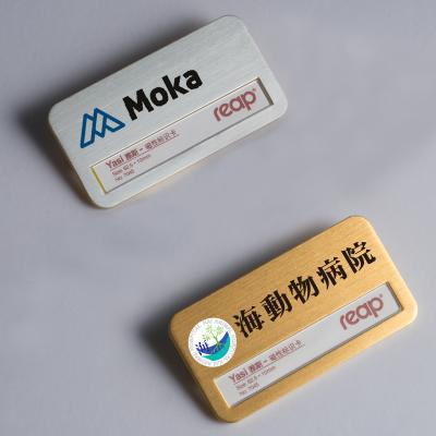 China Nickel Free Harvest Factory Direct 7045LJ Customized Logo Printing Pin-on Employee Name Badge With Window for sale