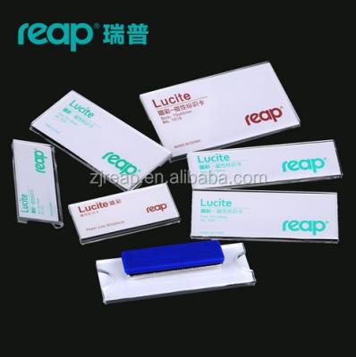 China Magnetic Reap High Transparent Acrylic Magnetic Reusable Staff / Employees Business Name Badge Tag for sale