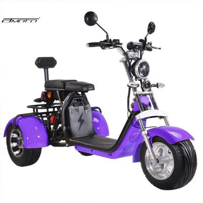 China Amoto EEC 45km/h Europe warehouse 1500w 60v20ah unisex popular lithium battery 3 wheel electric scooters motor citycoco for sale