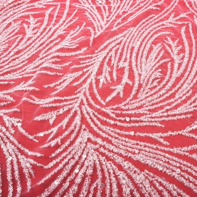 China Viable 2023 high quality beaded sequins embroidered lace fabric for wedding for sale