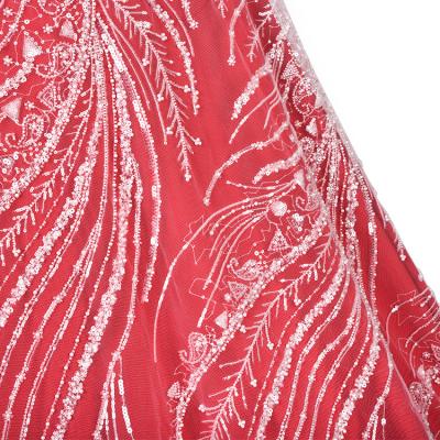 China Sustainable Luxury Tulle Sequin Embroidery Lace Fabric For Wedding Dresses for sale