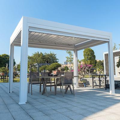 China Outdoor Leisure Patio Pergola With Retractable Canopy For Outdoor Metal Roof Gazebo for sale