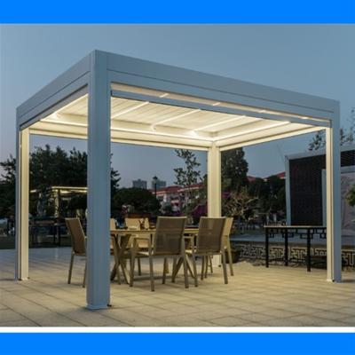 China 6x4m Metal Roof Gazebo Villa Yard Electric Flip Louvers Modern Aluminum Pergola for sale