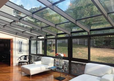 China Ausgeglichener Glaskundengebundener Farbebedeckter Glassunroom dach Sunroom-PVDF 150x150mm zu verkaufen