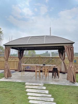 China Outdoor Metal Hardtop Patio Gazebo Privacy Curtain And Mosquito Netting for sale