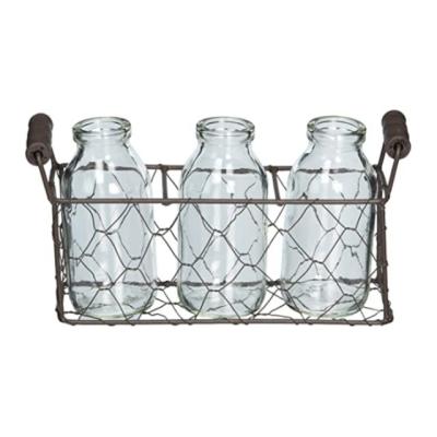 China High quality classic metal milk bottle basket PF-M152 for sale