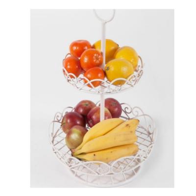 China Sustainable Double-Rows Metal Wire Fruit Rack Basket for sale