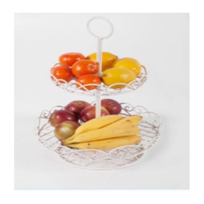 China Large Sustainable Double-Tiers Metal Fruit Rack Storage Shelf for sale