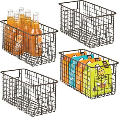 China Household Fridge Freezer Wire Locker Chest Freezer Organizer with Handles Freezer Storage Baskets for sale