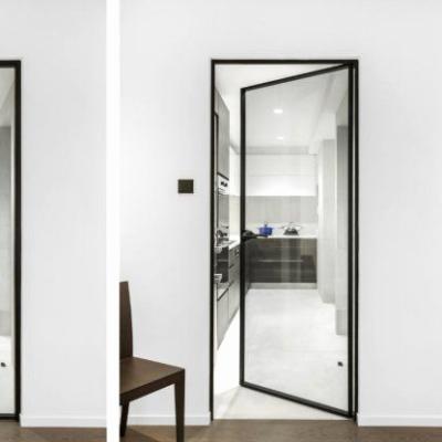 China Double Swing Aluminum Slim Glass Swing Door Kitchen Interior Flush Door for sale